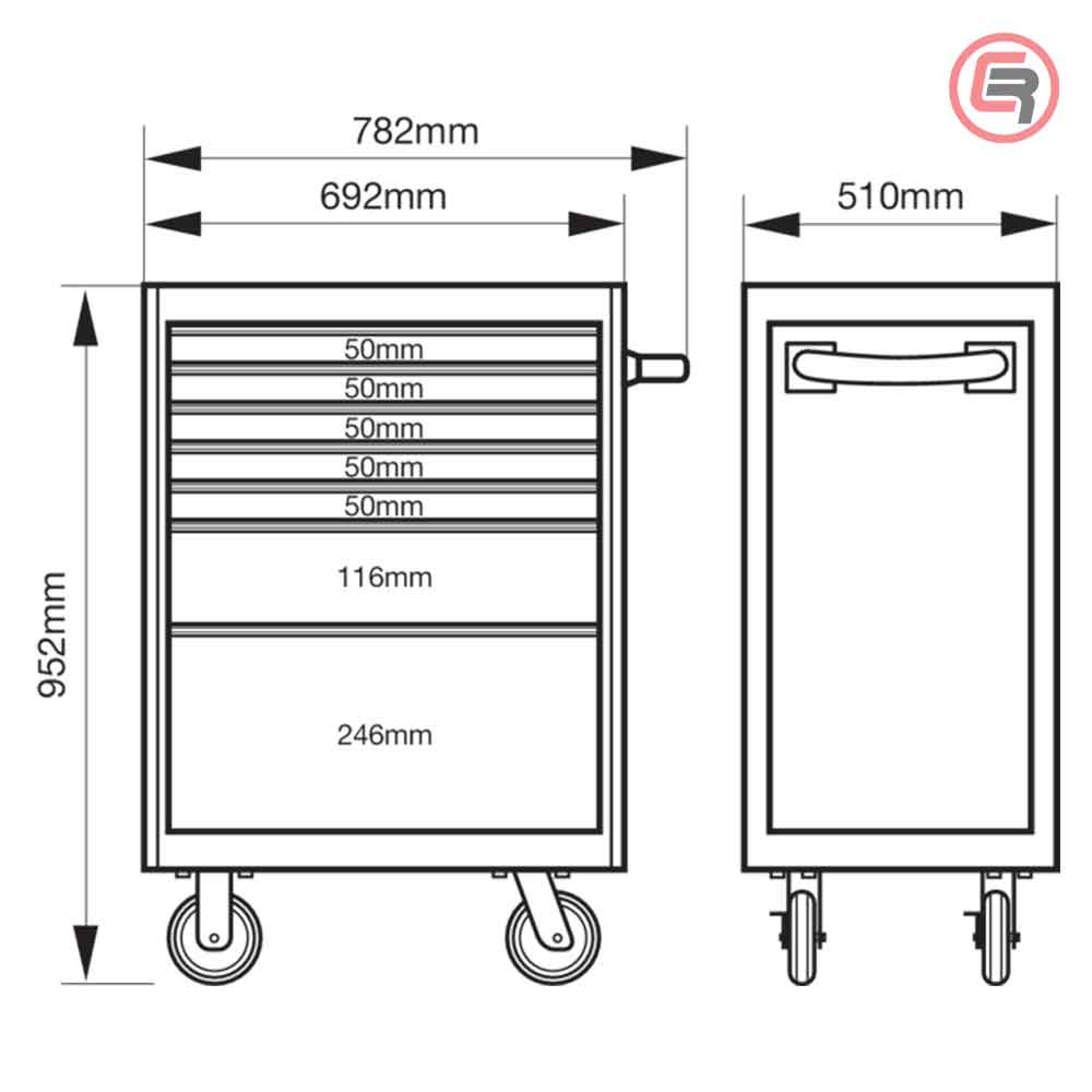 Bahco Kolica Za Alat 7 Ladica E72 - 1472K7 - Slika 3