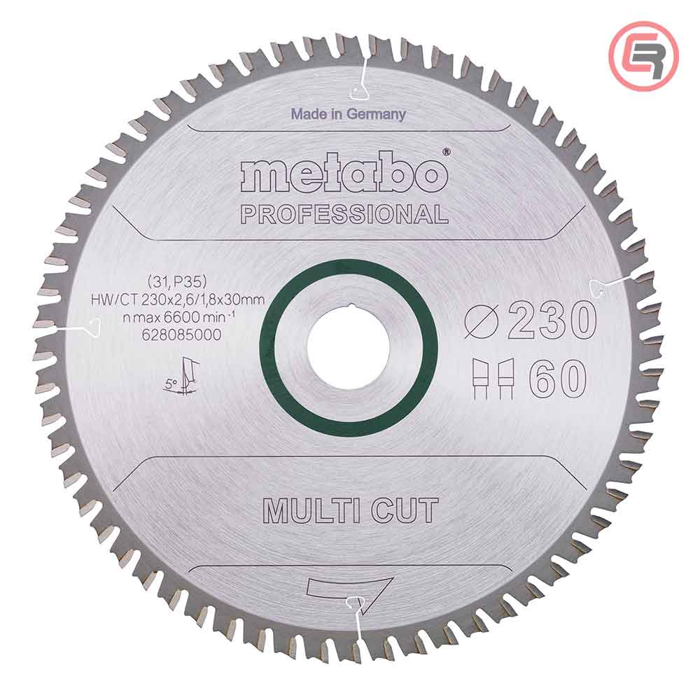 Metabo List Kružne Pile 230 × 2,6 / 1,8 × 30 / Z = 60 Multi Cut Professional – 628085000