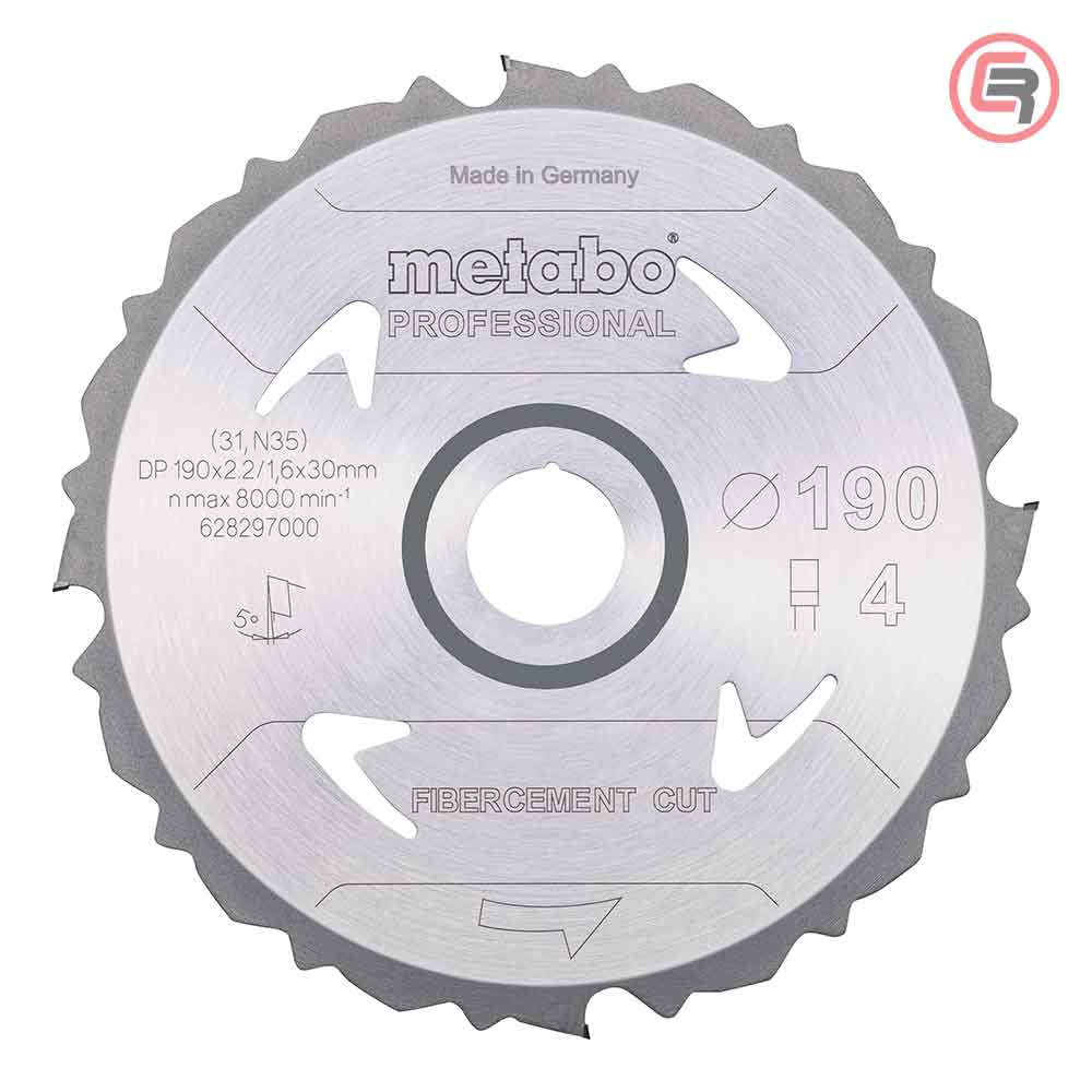 Metabo List Kružne Pile 190×2,2/1,6×30 / Z=4 Fibre Cement Cut Professional – 628297000