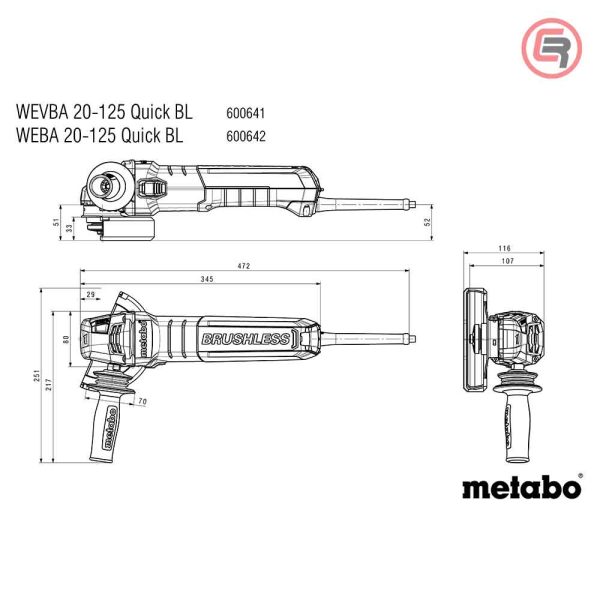 Metabo Brusilica WEBA 20-125 Quick BL Kutna "Autobalanser" 125mm 2.000W – 600642000 - Slika 12