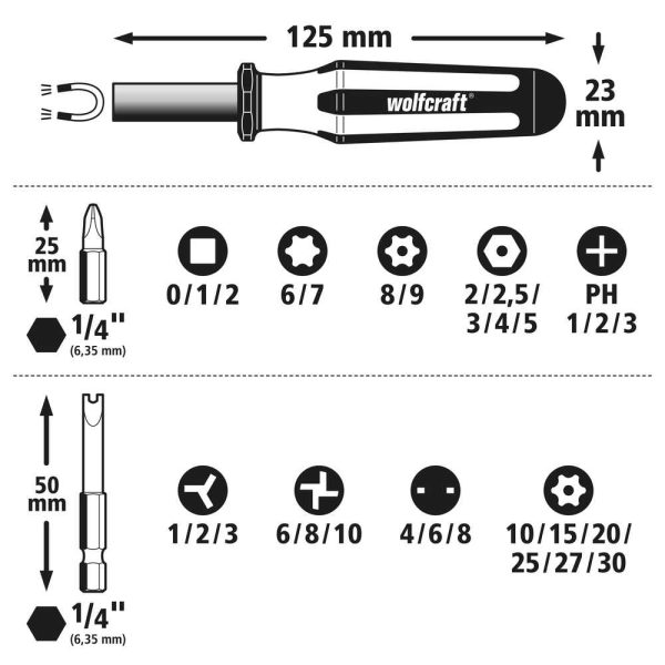Wolfcraft Set Bit Nastavaka + Ručka "30 SOLID" Kombi / 31 dijelni - 1386000 - Image 5