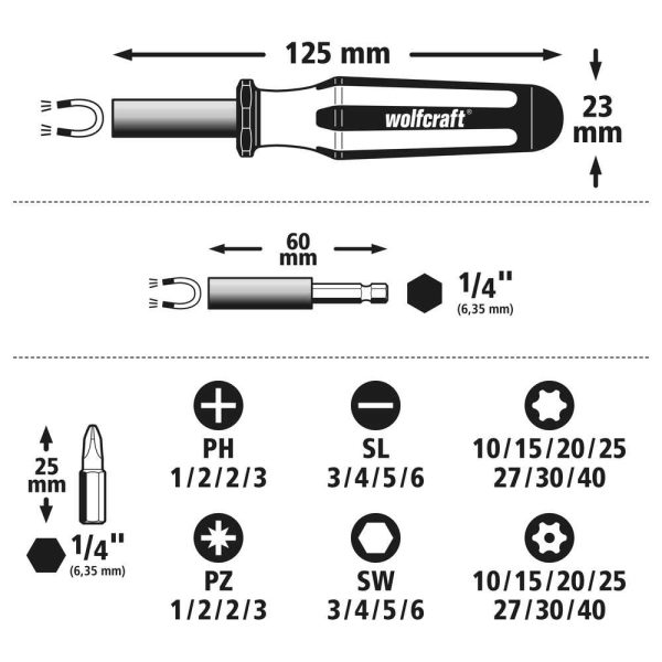 Wolfcraft Set Bit Nastavaka + Ručka "30 SOLID" / 32 dijelni - 1388000 - Image 5