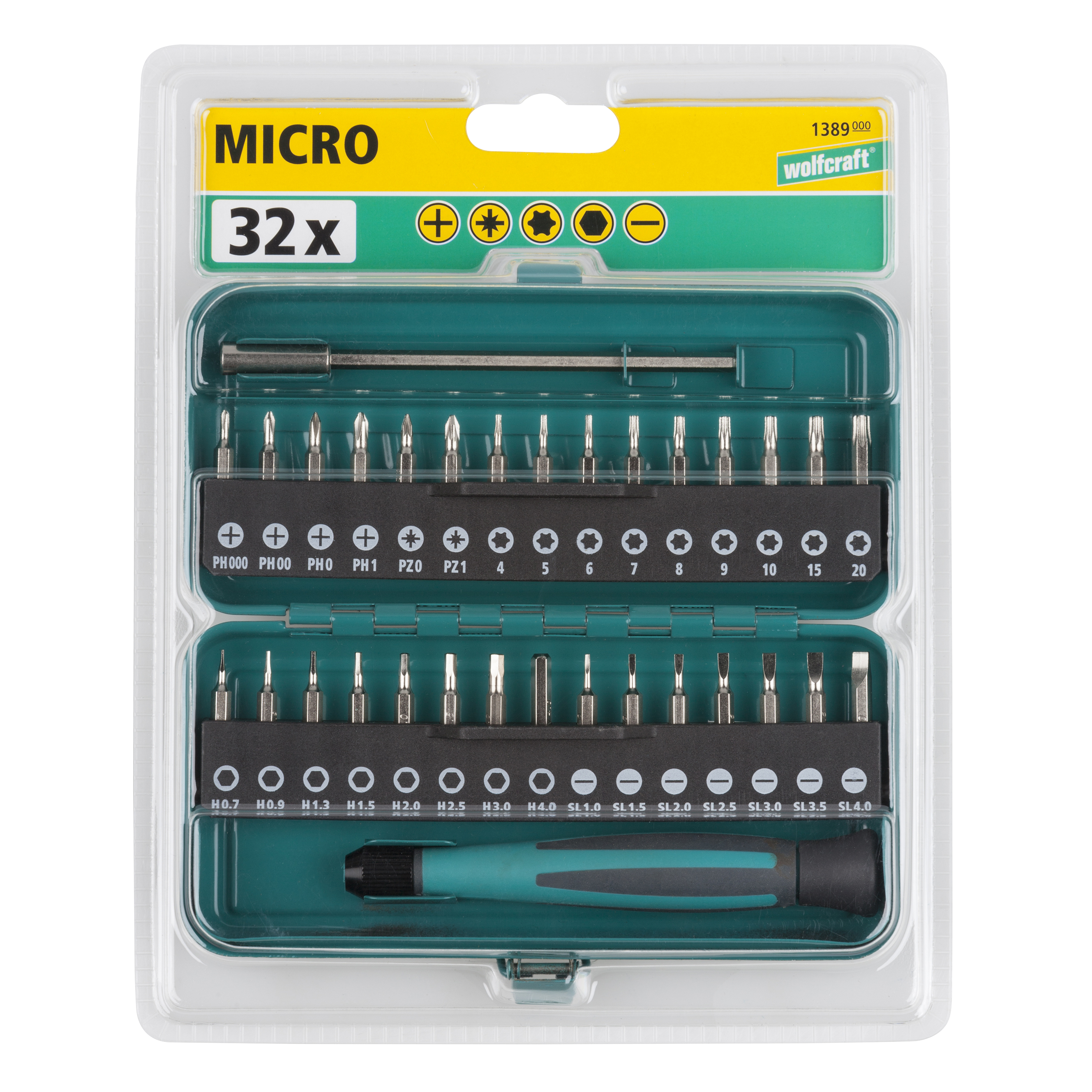 Wolfcraft Set Bit Nastavaka + Ručka "MICRO BIT BOX" / 32 dijelni - 1389000 - Slika 6