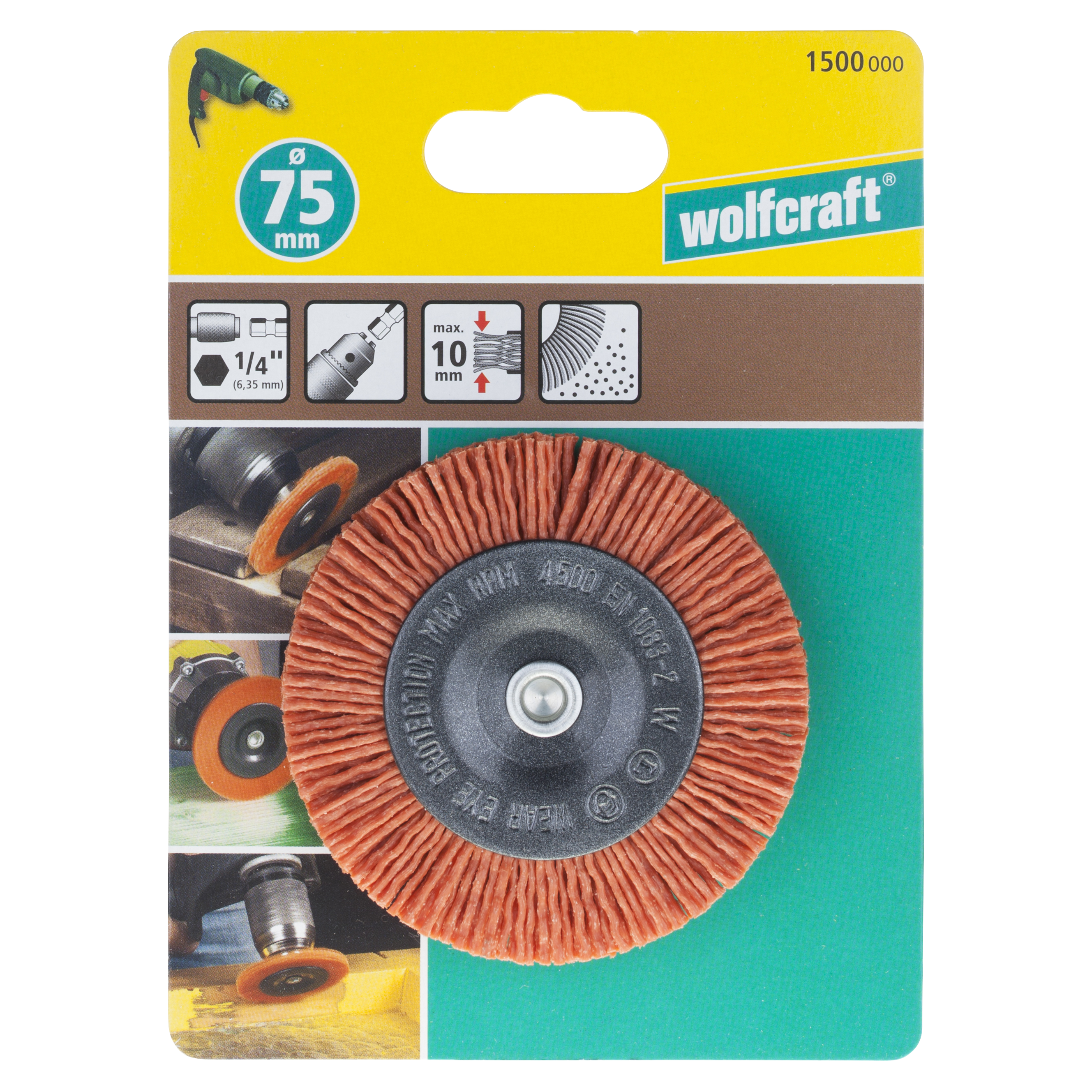 Wolfcraft Četka Kružna Najlonska Gruba fi 75x15/10x1,2 mm Prihvat 1/4" - 1500000 - Slika 5