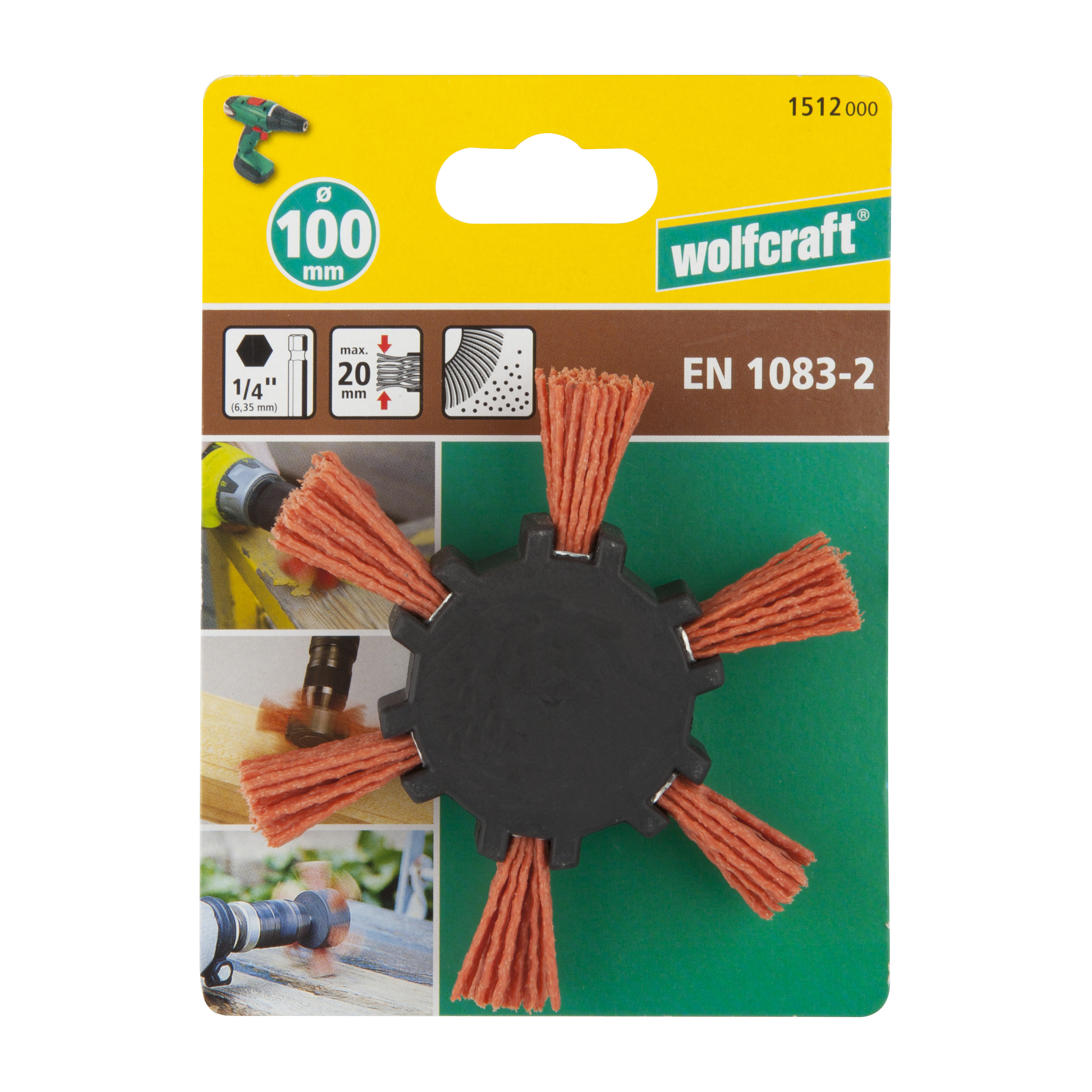 Wolfcraft Četka Lepezasta Najlonska Gruba fi 100x23/20x1,2 mm Prihvat 1/4" - 1512000 - Slika 3