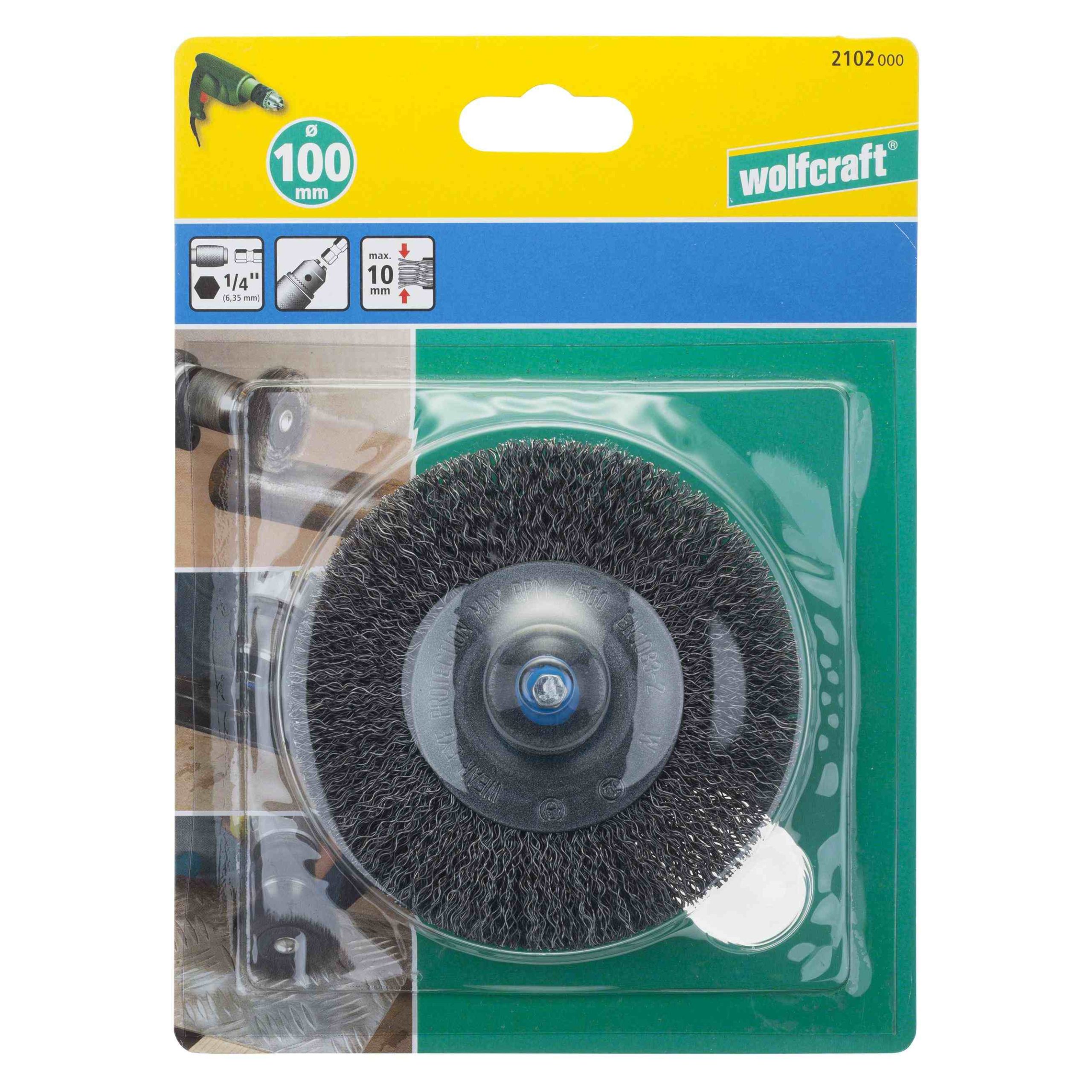 Wolfcraft Četka Kružna Čelična Valovita Žica fi 100x23/10x0,3 mm Prihvat 1/4" - 2102000 - Slika 6