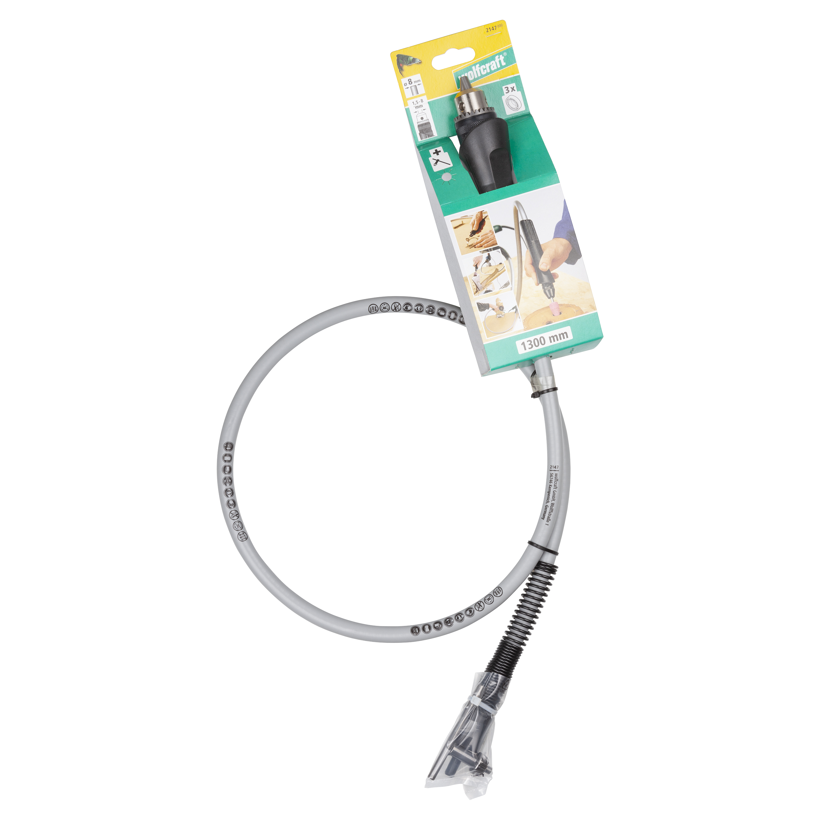 Wolfcraft Osovina Savitljiva 8mm; 1,3m; 3.500 okr/min Sa Glavom 1,5-8 mm - 2147000 - Slika 6