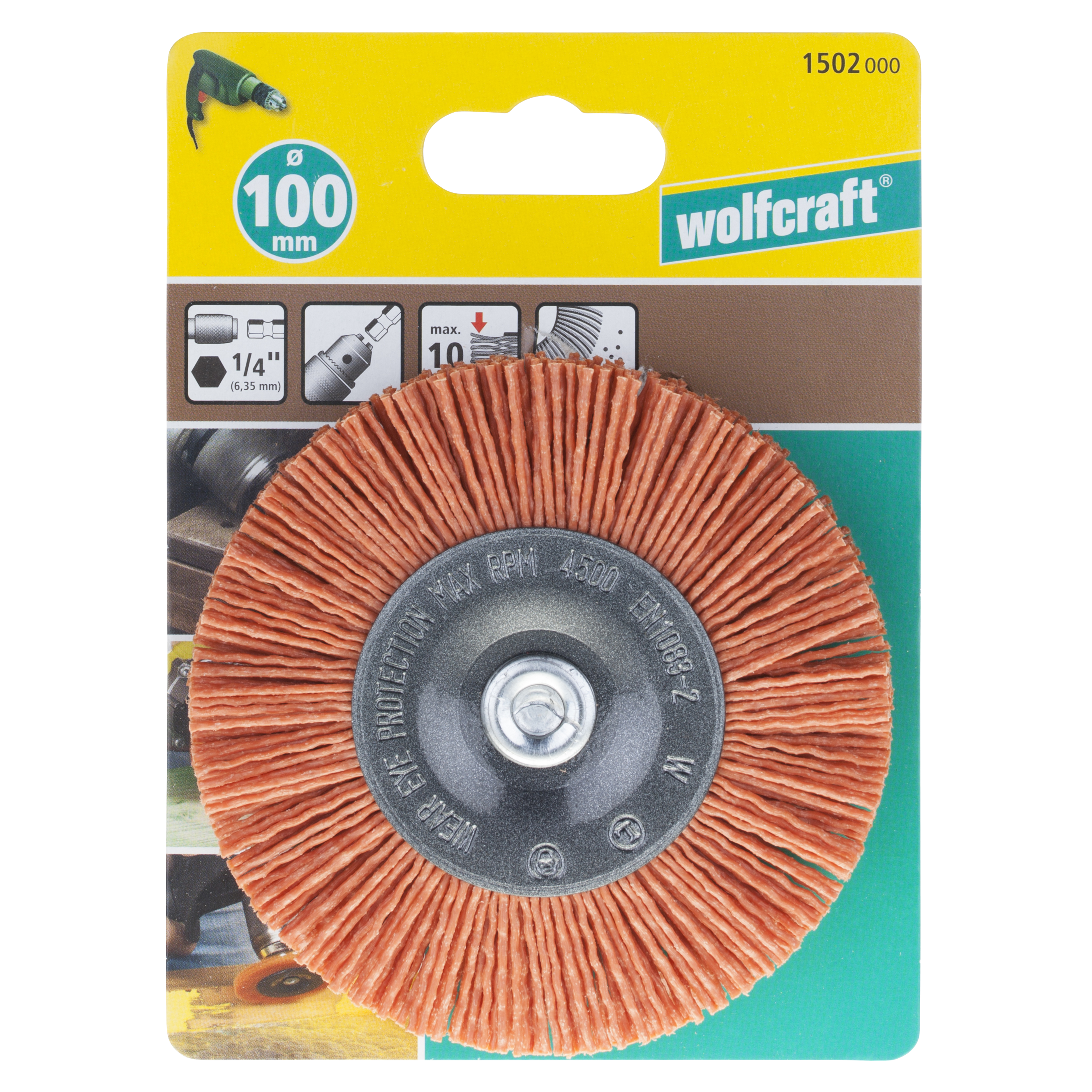 Wolfcraft Četka Kružna Najlonska Gruba fi 100x23/10x1,2 mm Prihvat 1/4" - 1502000 - Slika 5