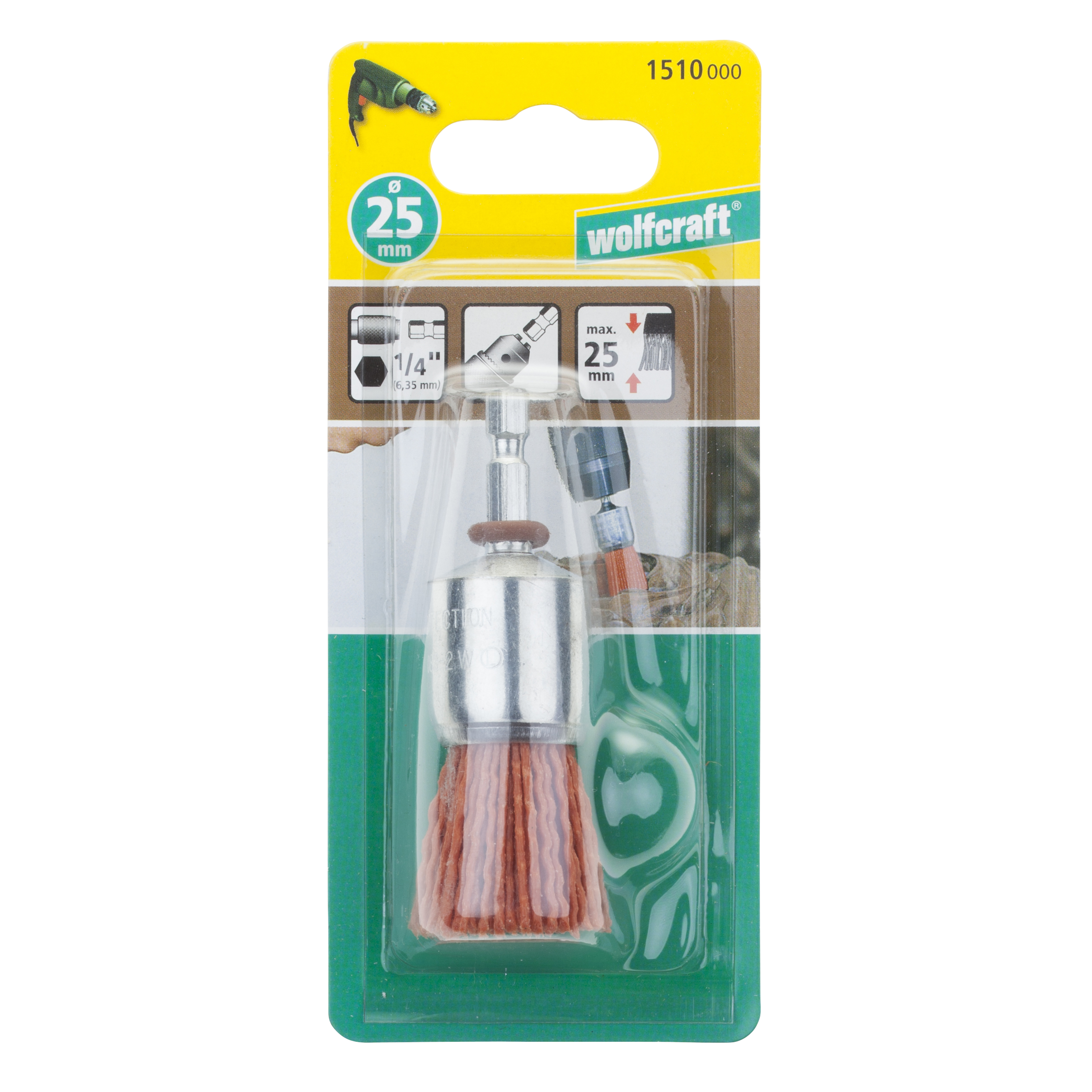 Wolfcraft Četka Kist Najlonska Gruba fi 25x25x1,2 mm Prihvat 1/4" - 1510000 - Slika 3