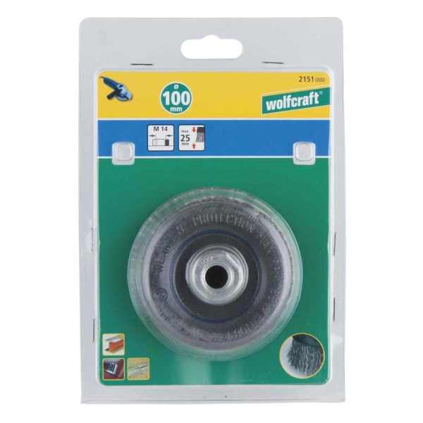 Wolfcraft Četka Lončasta Čelična Valovita Žica fi 100x25x0,3 mm Prihvat M14 - 2151000 - Slika 2