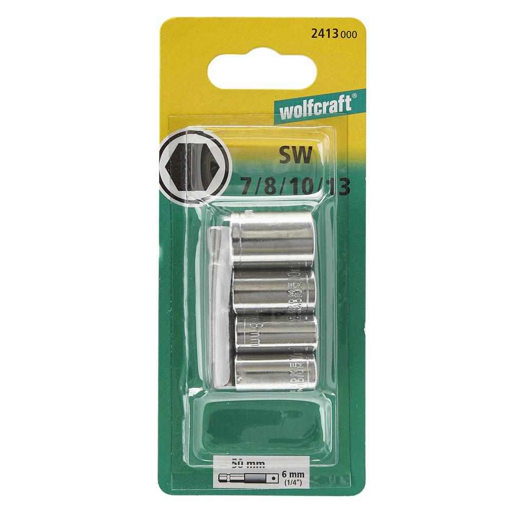 Wolfcraft Set Nasadnih Ključeva 1/4" SW 7/8/10/13mm + Adapter / 5 dijelni - 2413000 - Slika 3