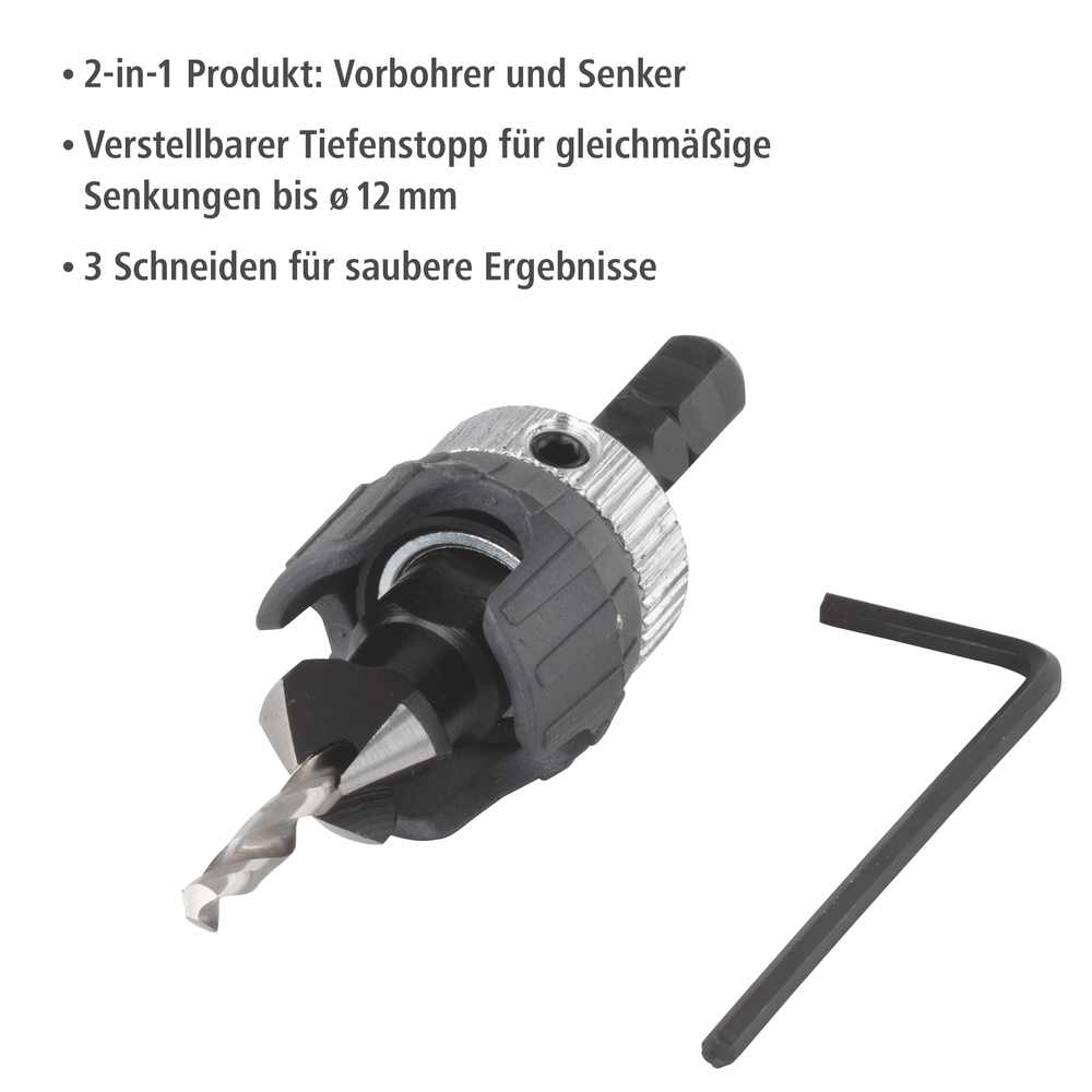 Wolfcraft Svrdlo Za Predbušenje 3,2-12 mm Sa Upuštačem i Graničnikom - 2544000 - Slika 2