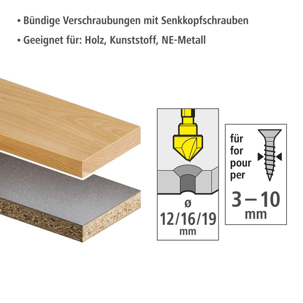 Wolfcraft Upuštač WS Set fi 12, 16, 19 mm Prihvat 1/4" - 3 dijelni - 2584000 - Slika 3