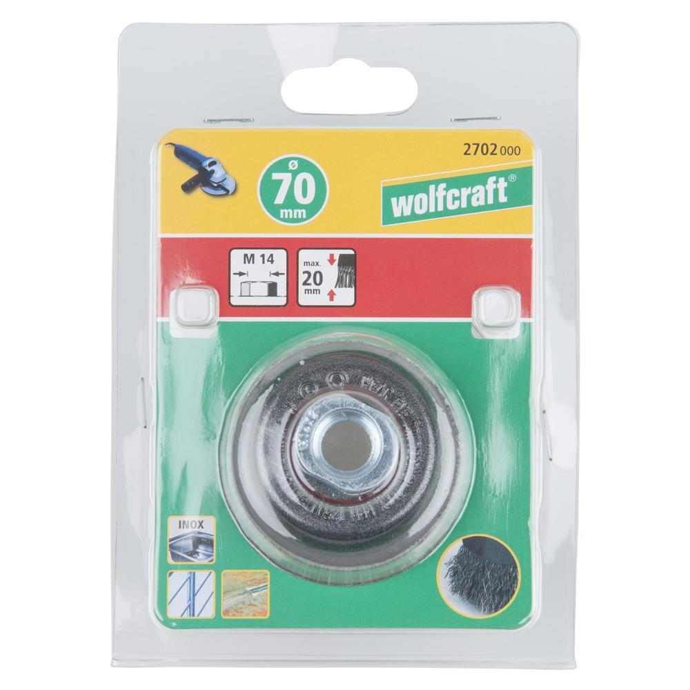 Wolfcraft Četka Lončasta Inoxna Valovita Žica fi 70x20x0,3 mm Prihvat M14 - 2702000 - Slika 4