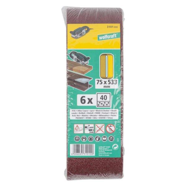 Wolfcraft Traka Brusna 75 x 533 mm / GR. 40 / 6 kom – 3101000 - Slika 7