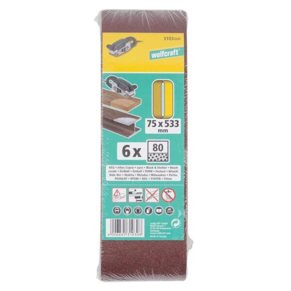 Wolfcraft Traka Brusna 75 x 533 mm / GR. 80 / 6 kom – 3103000 - Slika 7