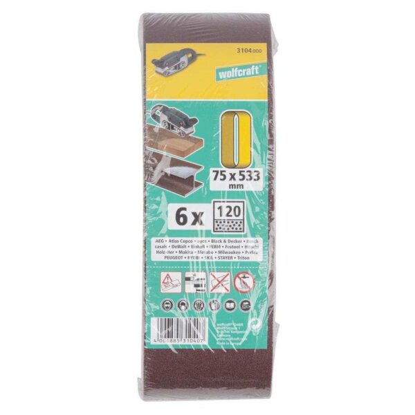 Wolfcraft Traka Brusna 75 x 533 mm / GR. 120 / 6 kom – 3104000 - Slika 7