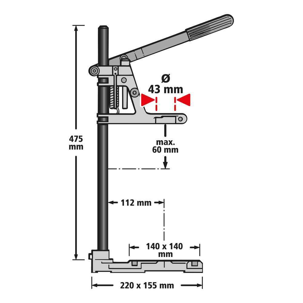 Wolfcraft Stalak Za Bušilicu Prihvata fi 43 / 160x230x500 mm - 3406000 - Slika 5