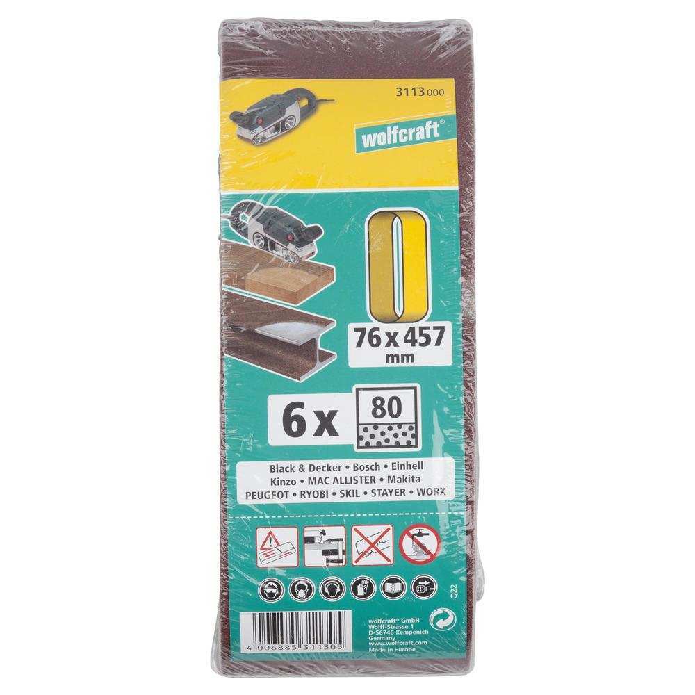 Wolfcraft Traka Brusna 76 x 457 mm / GR. 80 / 6 kom – 3113000 - Slika 7