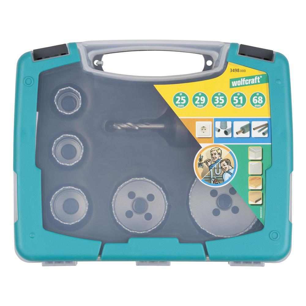 Wolfcraft Set Kruna Bi-Metal fi 25, 29, 35, 51 i 68 mm Sa Adapterom / 6 dijelni U Koferu - 3498000 - Slika 2
