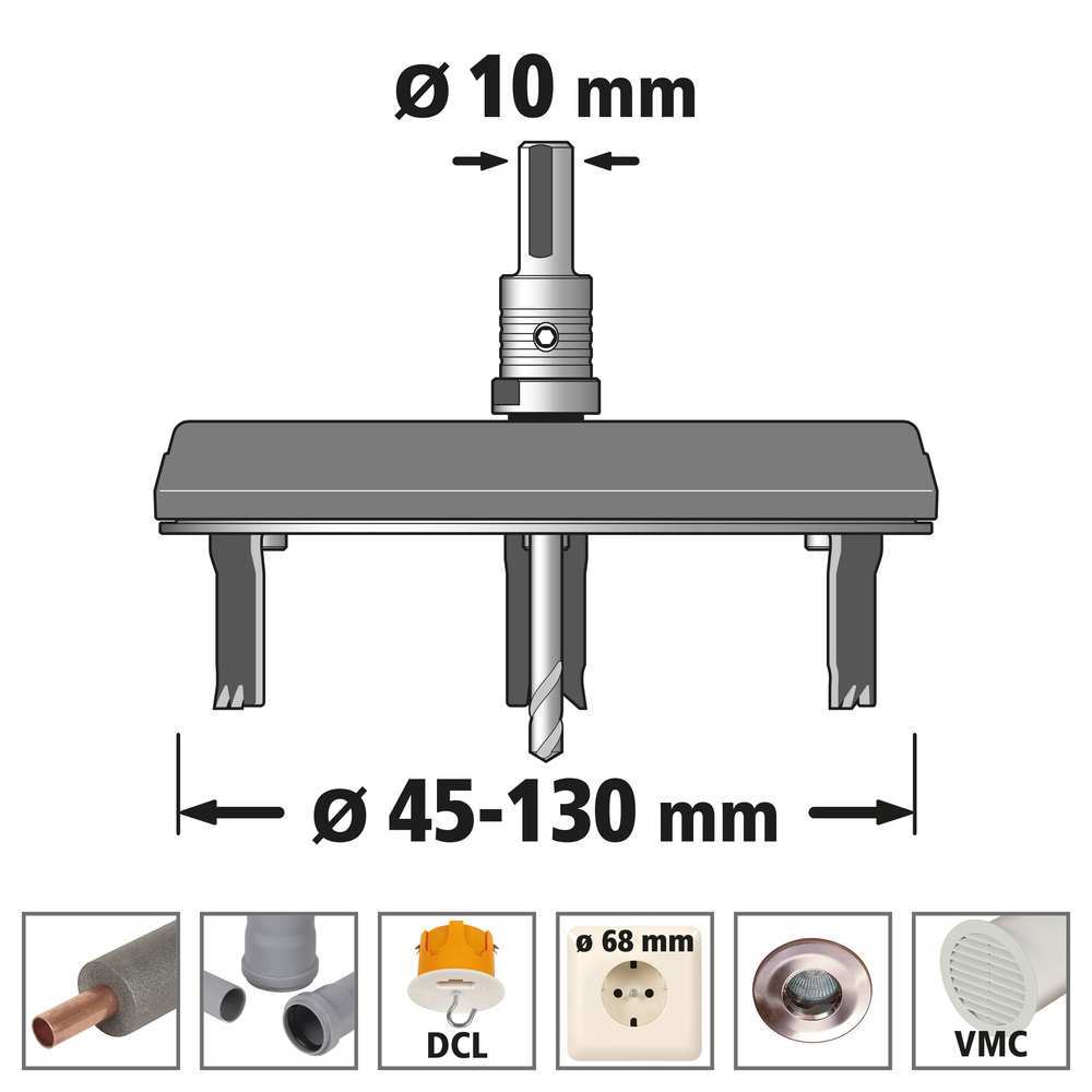 Wolfcraft Podesiva Krunska Pila Za Meko Drvo i Rigips fi 45 - 130 mm - 5978000 - Slika 10