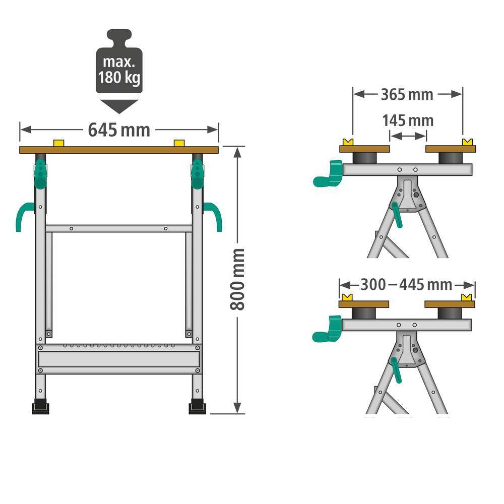 Wolfcraft Stol Radni i Stezni Master 200 / 645 x 450 x 800 mm - 6177000 - Slika 3