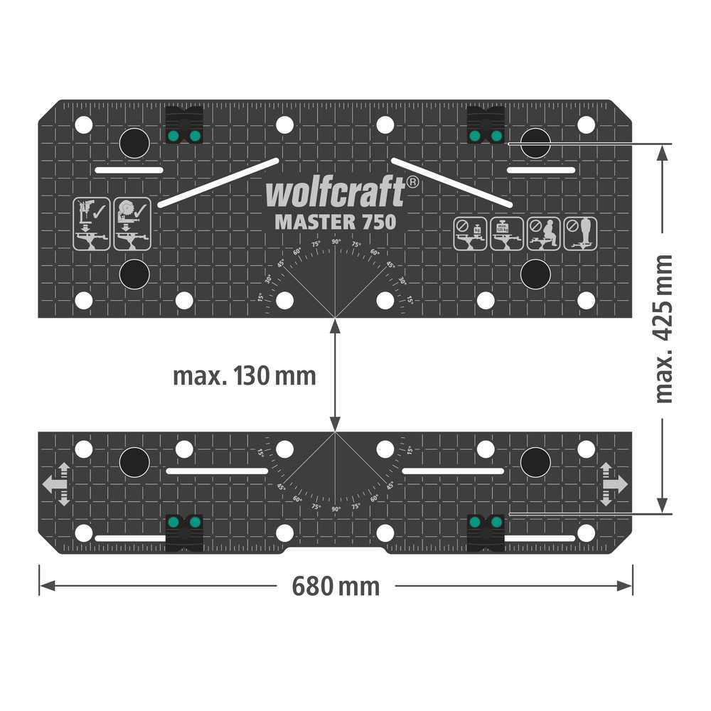 Wolfcraft Stol Radni i Stezni Master 750 Ergo / 680 x 700 x 950 mm - 6871000 - Slika 12