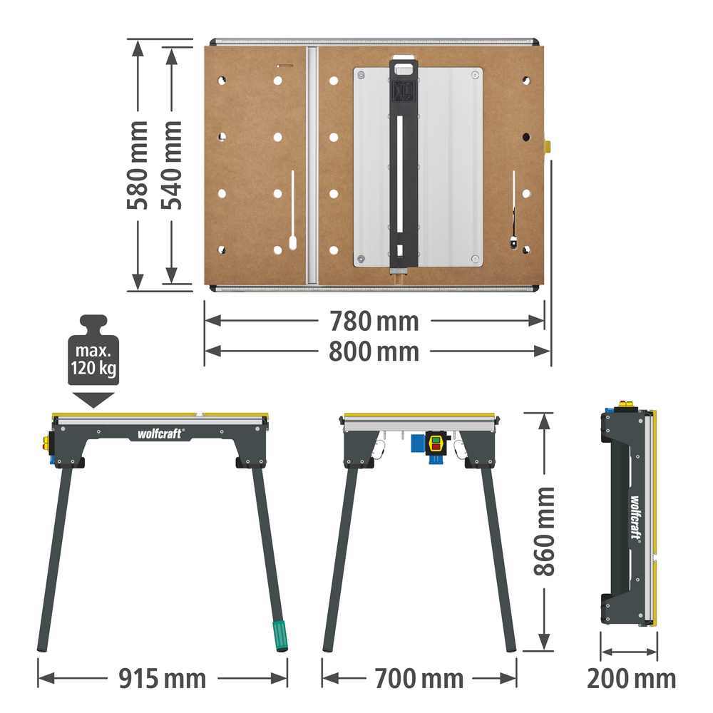 Wolfcraft Stol Radni Multifunkcionalni Mašinski Master Cut 2200 / 915 x 700 x 860 mm - 6907000 - Slika 3