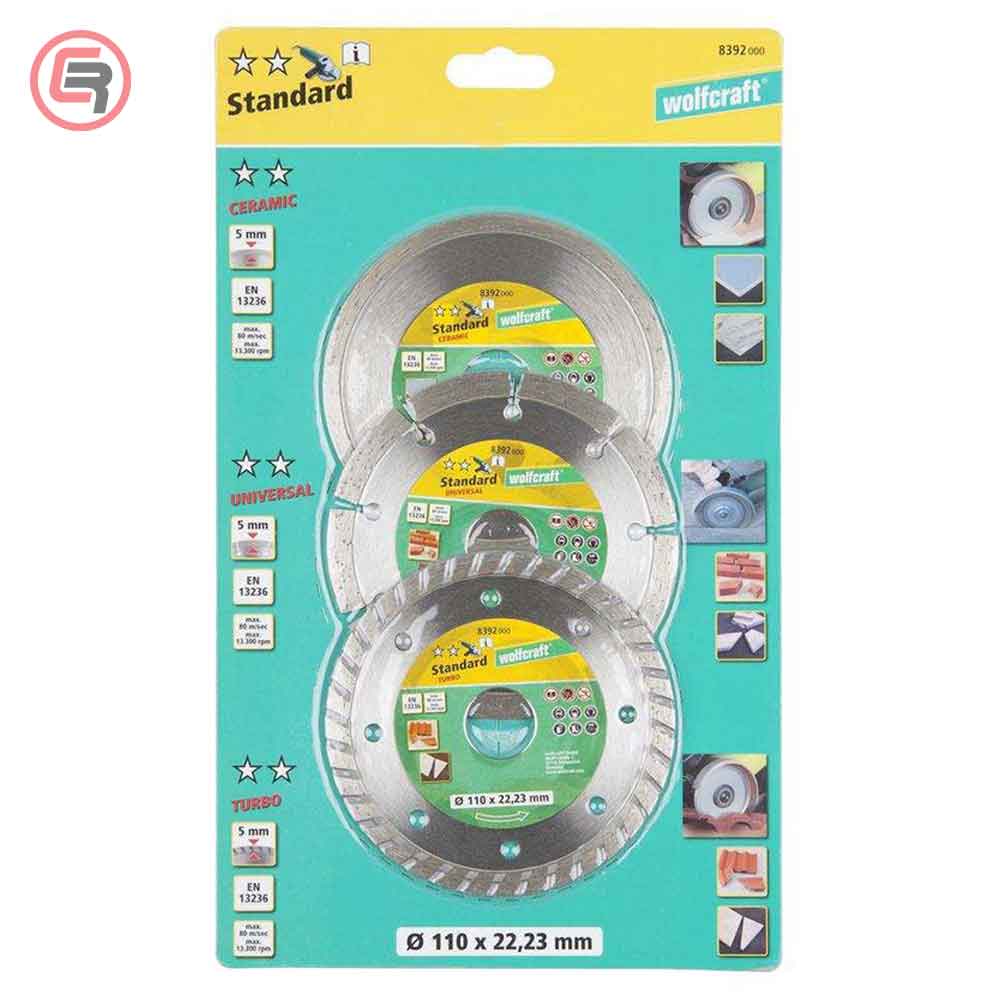 Wolfcraft Set Dijamantnih Reznih Ploča „Standardˮ fi 110 × 22,23 mm / 3 dijelni - 8392000 - Slika 3