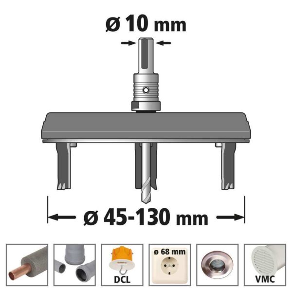Wolfcraft Podesiva Krunska Pila Za Meko Drvo i Rigips fi 45 - 130 mm - 5978000 - Slika 10