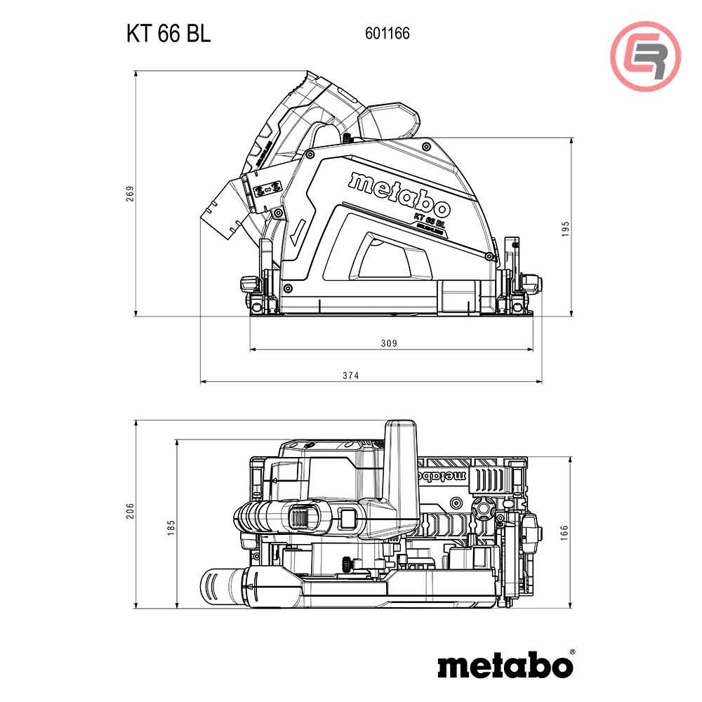 Metabo Pila Kružna KT 66 BL Ručna Potopna 1.200 W / 165 mm - 601166000 - Slika 10