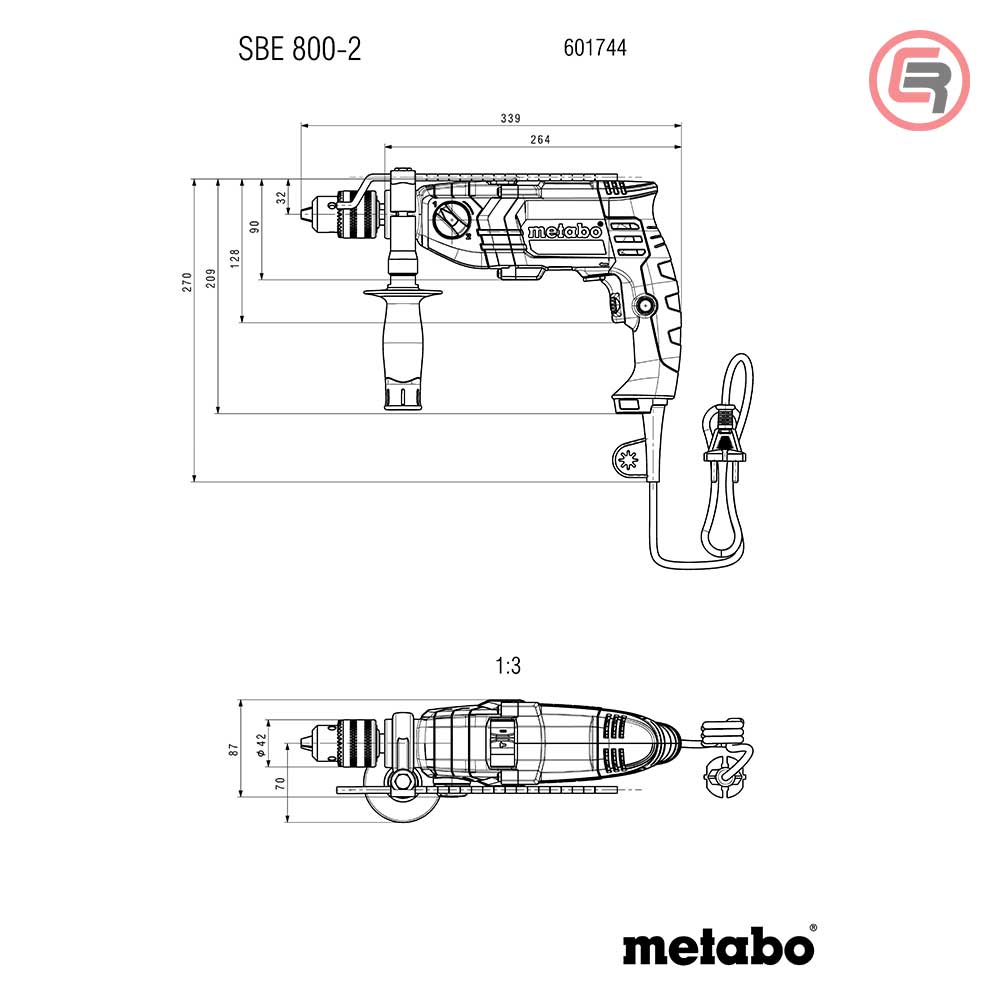 Metabo Bušilica SBE 800 - 2 R + L Vibraciona Elektronik 800 W U Koferu – 601744500 - Slika 4