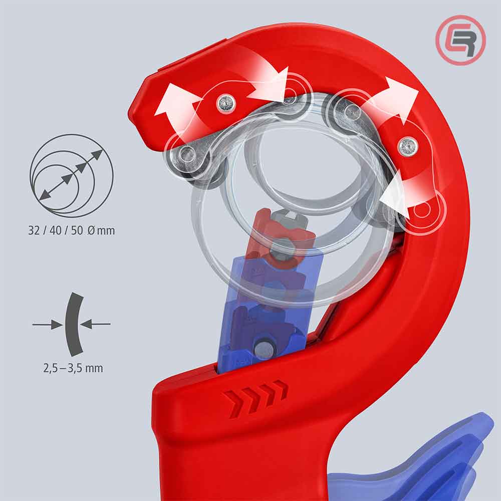 Knipex Rezač Za PVC Cijevi DPT50 - fi 32 / 40 / 50 mm - 90 23 02 BK - Slika 9