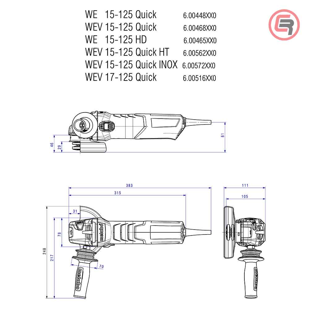 Metabo Brusilica WE 15-125 Quick Kutna 125 mm / 1.550 W - 600448000 - Slika 10
