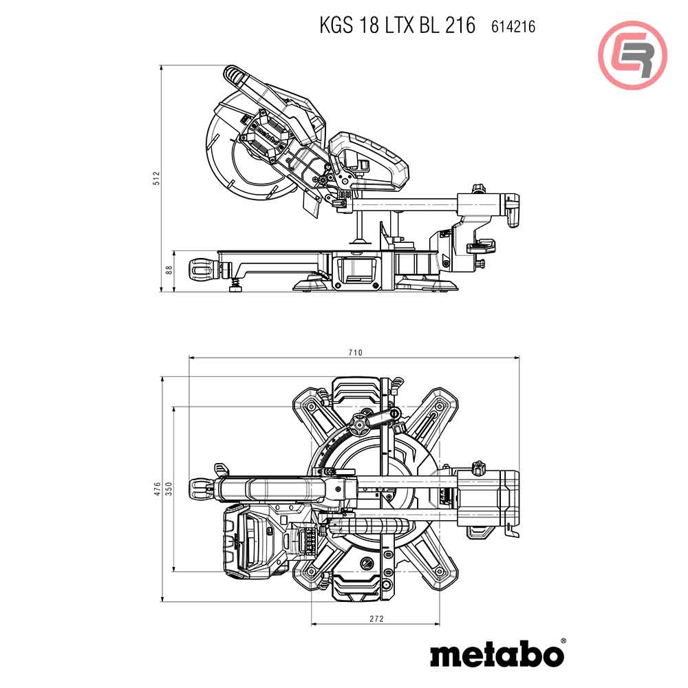 Metabo Pila Kružna Aku KGS 18 LTX BL 216 / 18 V Za Kutno Rezanje Potezna 216 mm (bez baterija i punjača) - 614216850 - Slika 9