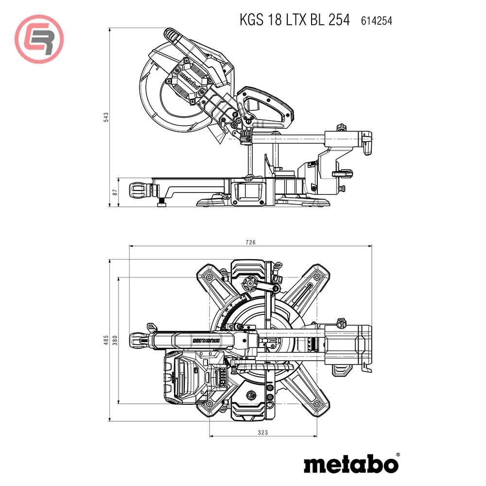 Metabo Pila Kružna Aku KGS 18 LTX BL 254 / 18 V Za Kutno Rezanje Potezna 254 mm (bez baterija i punjača) - 614254850 - Slika 9