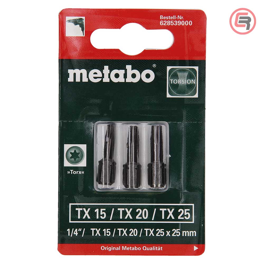 Metabo Set Bit Nastavaka Torsion Torx 15, 20 i 25 / 25 mm / 3 dijelni – 628539000 - Slika 2