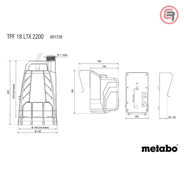Metabo Pumpa Za Vodu Potopna Aku TPF 18 LTX 2200 + Adapter Za Bure / 18 V (bez baterija i punjača) – 601729850 - Slika 15