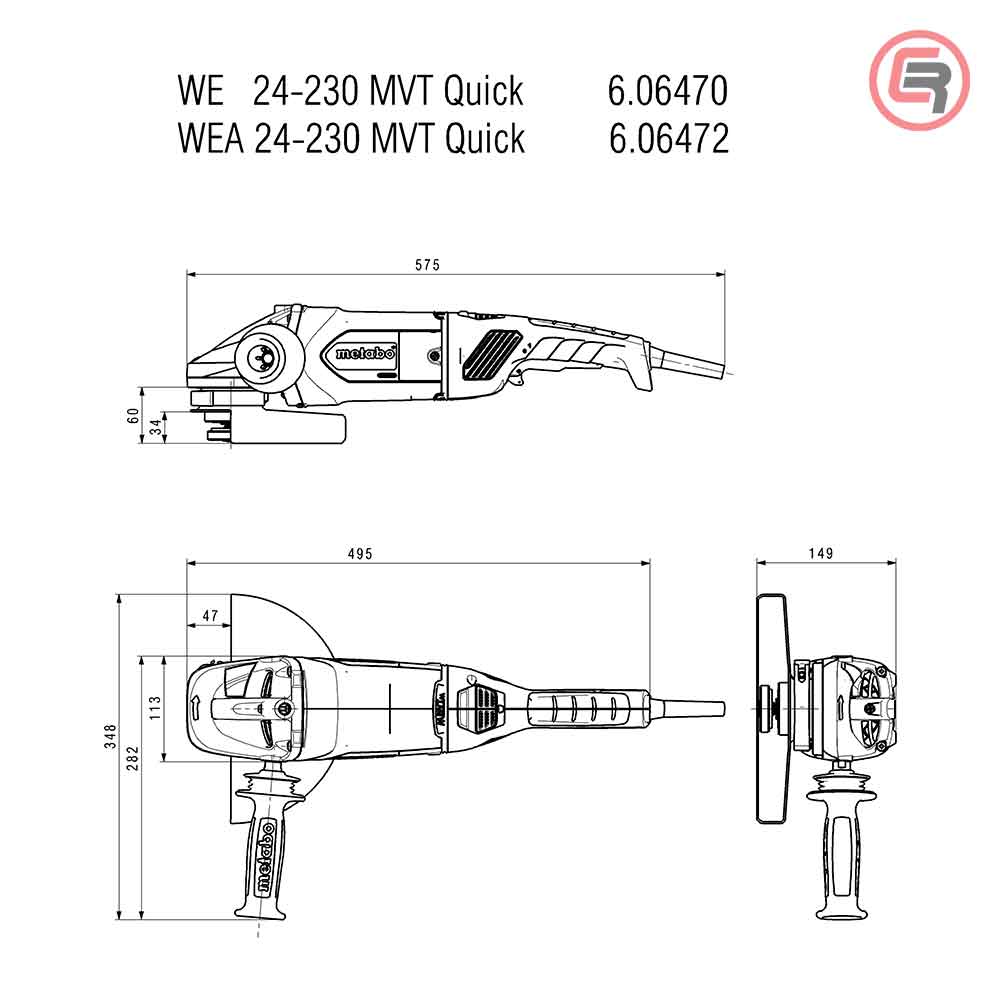 Metabo Brusilica WE 24-230 MVT Quick Kutna 230 mm / 2.400 W – 606470000 - Slika 5