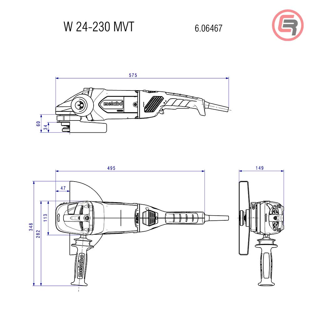 Metabo Brusilica W 24-230 MVT Kutna 230 mm / 2.400 W – 606467260 - Slika 6