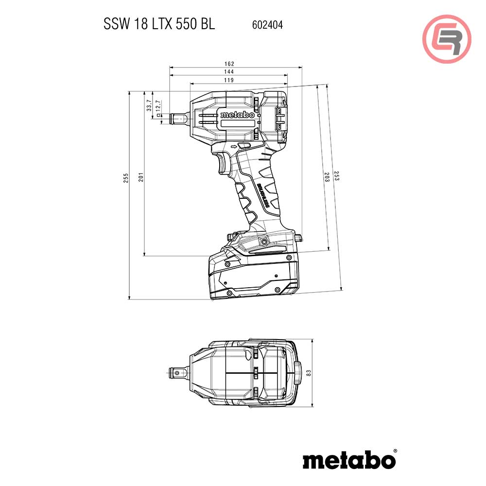 Metabo Odvijač Udarni Aku SSW 18 LTX 550 BL – 1/2″ (bez baterije i punjača) – 602404850 - Slika 8