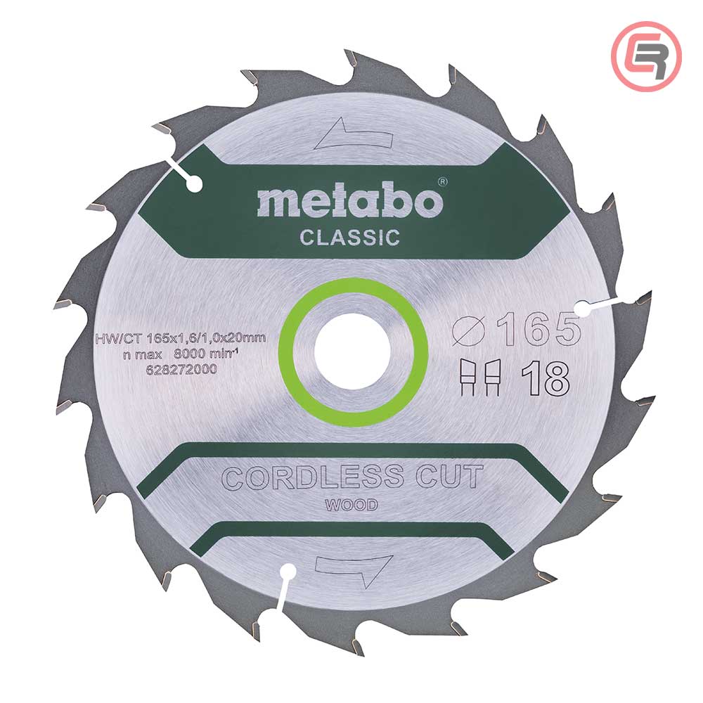 Metabo List Kružne Pile 165 x 1,6 / 1,0 x 20 / Z = 18 WZ 20° Cordless Cut Wood Classic - 628272000
