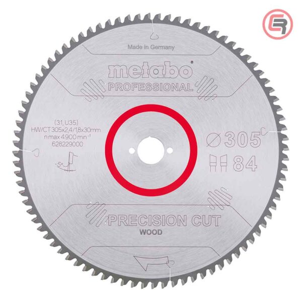 Metabo List Kružne Pile 305 x 2,4 / 1,8 x 30 / Z = 84 Precision Cut Wood Professional – 628229000