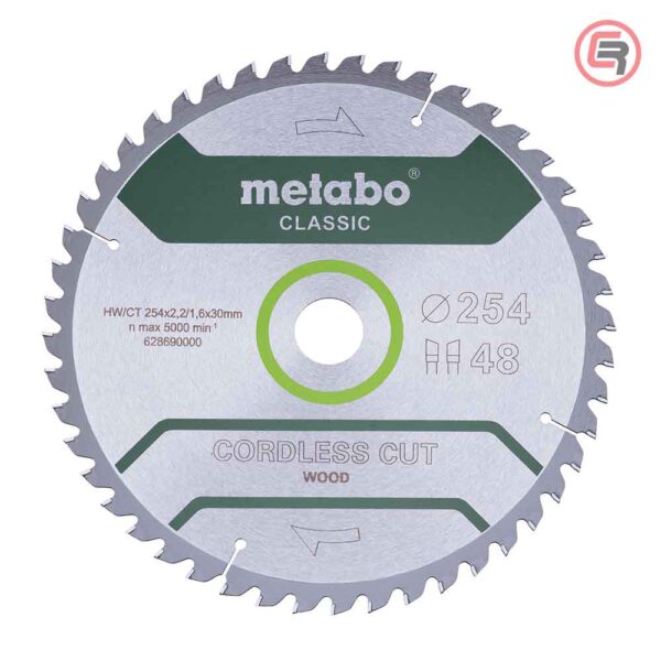 Metabo List Kružne Pile 254 x 2,2 / 1,6 x 30 / Z = 48 WZ 5° Cordless Cut Wood Classic - 628690000