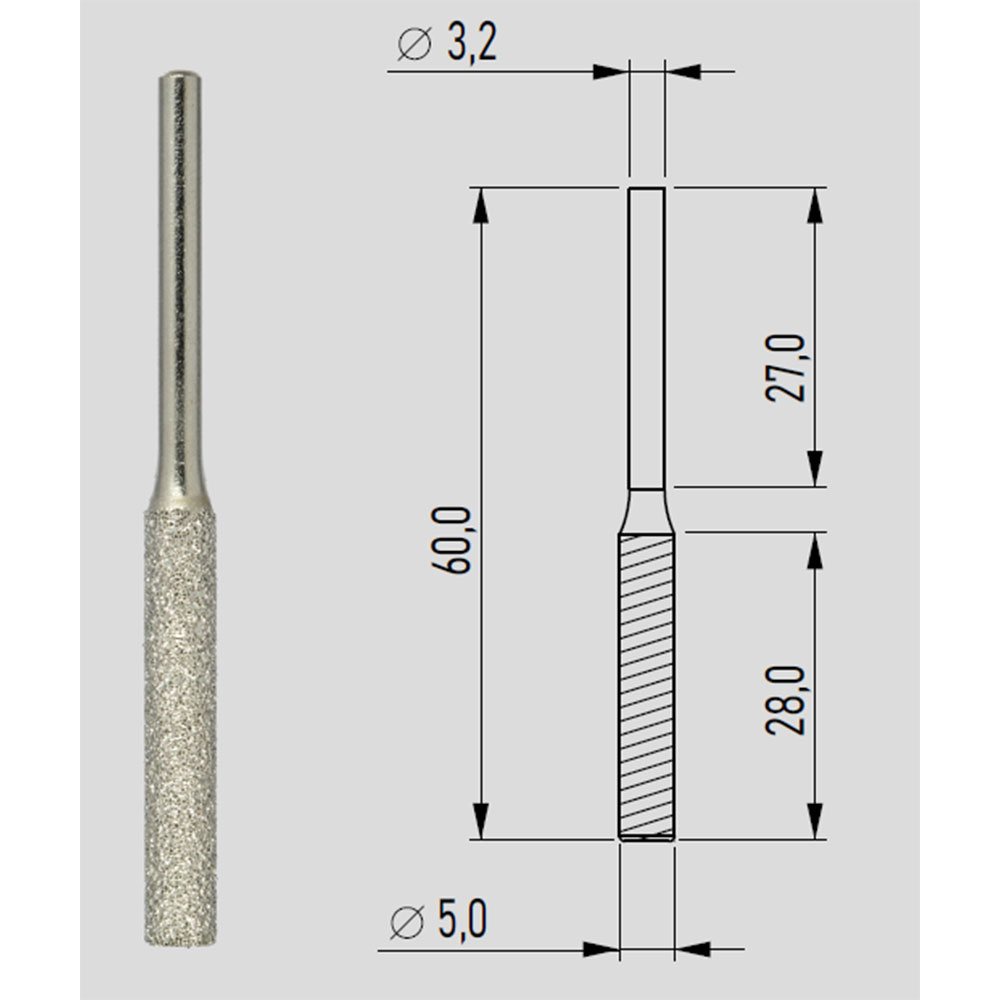 Proxxon Štift Brusni Dijamant 5,0 mm Cilindrični / 2 kom - 28246 - Slika 3