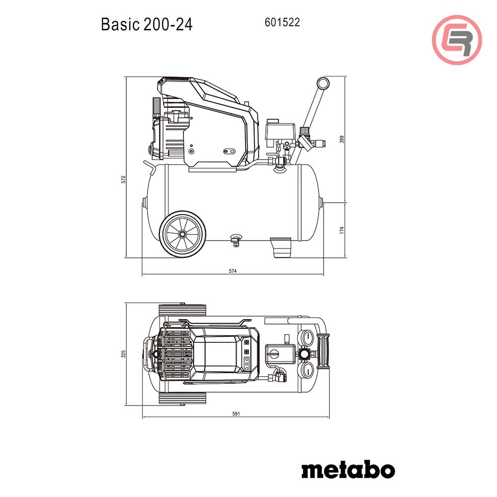 Metabo Kompresor Klipni BASIC 200-24 / 24 litra - 601522000 - Slika 4