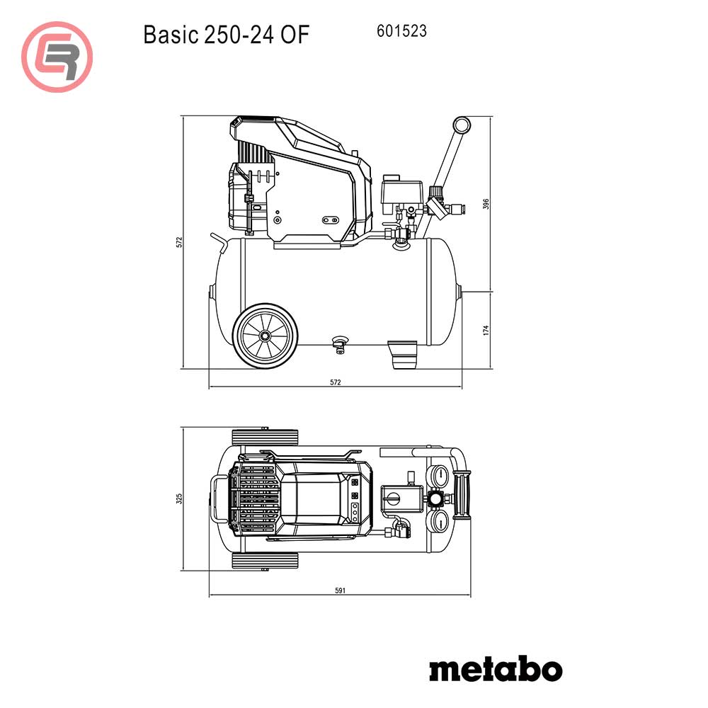 Metabo Kompresor Klipni BASIC 250-24 OF / 24 litra Bezuljni - 601523000 - Slika 4