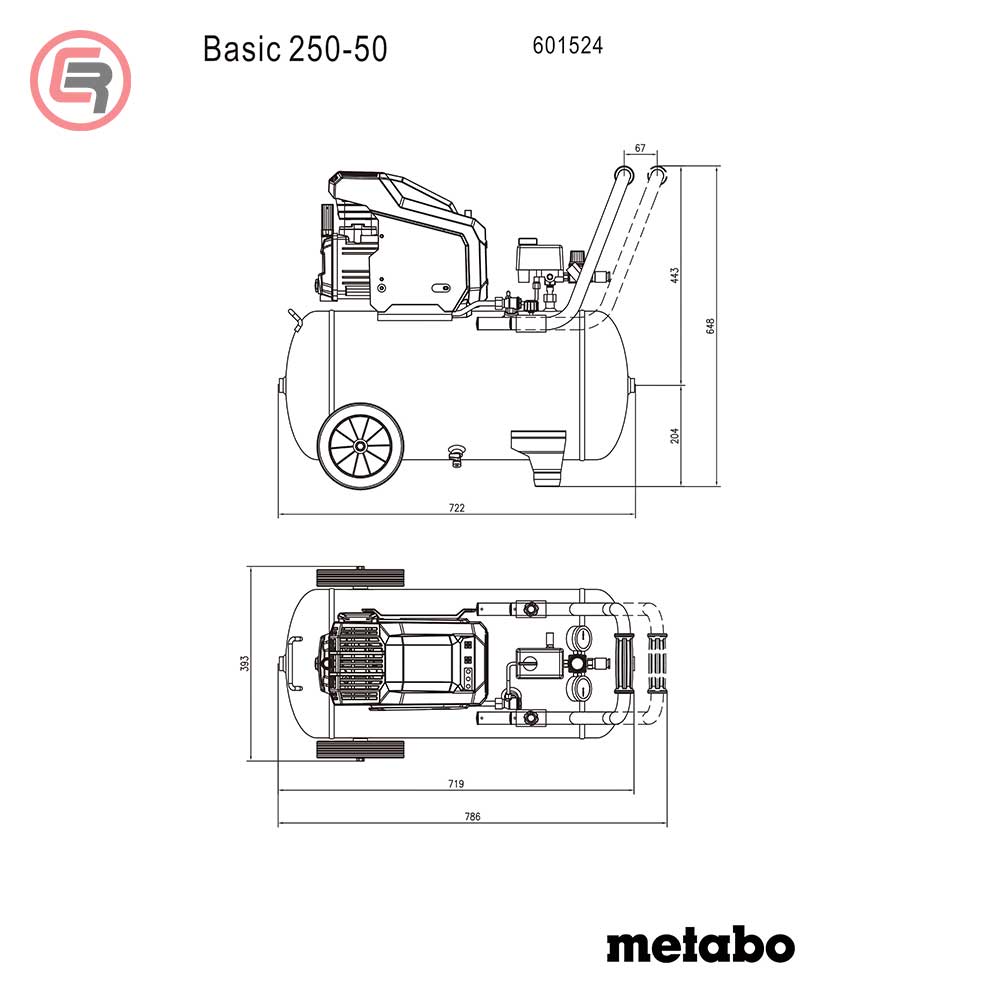 Metabo Kompresor Klipni BASIC 250-50 / 50 litara - 601524000 - Slika 4