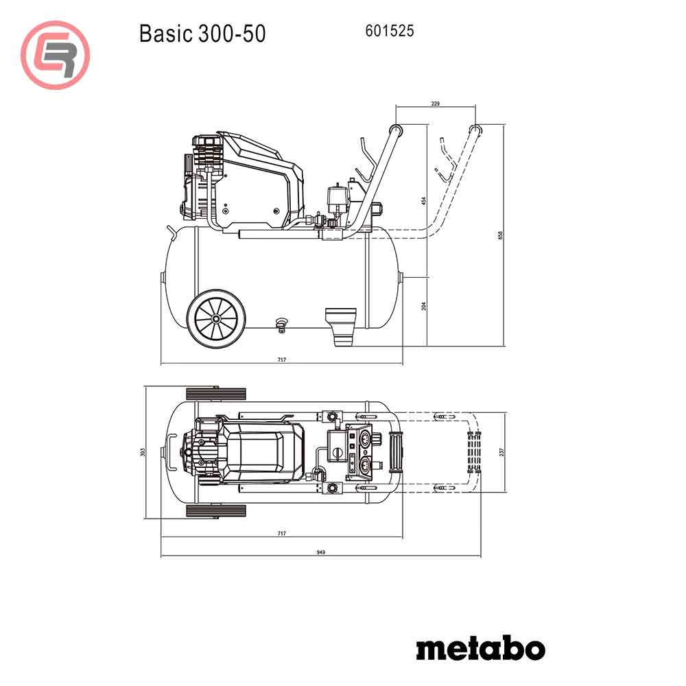 Metabo Kompresor Klipni BASIC 300-50 / 50 litara - 601525000 - Slika 8