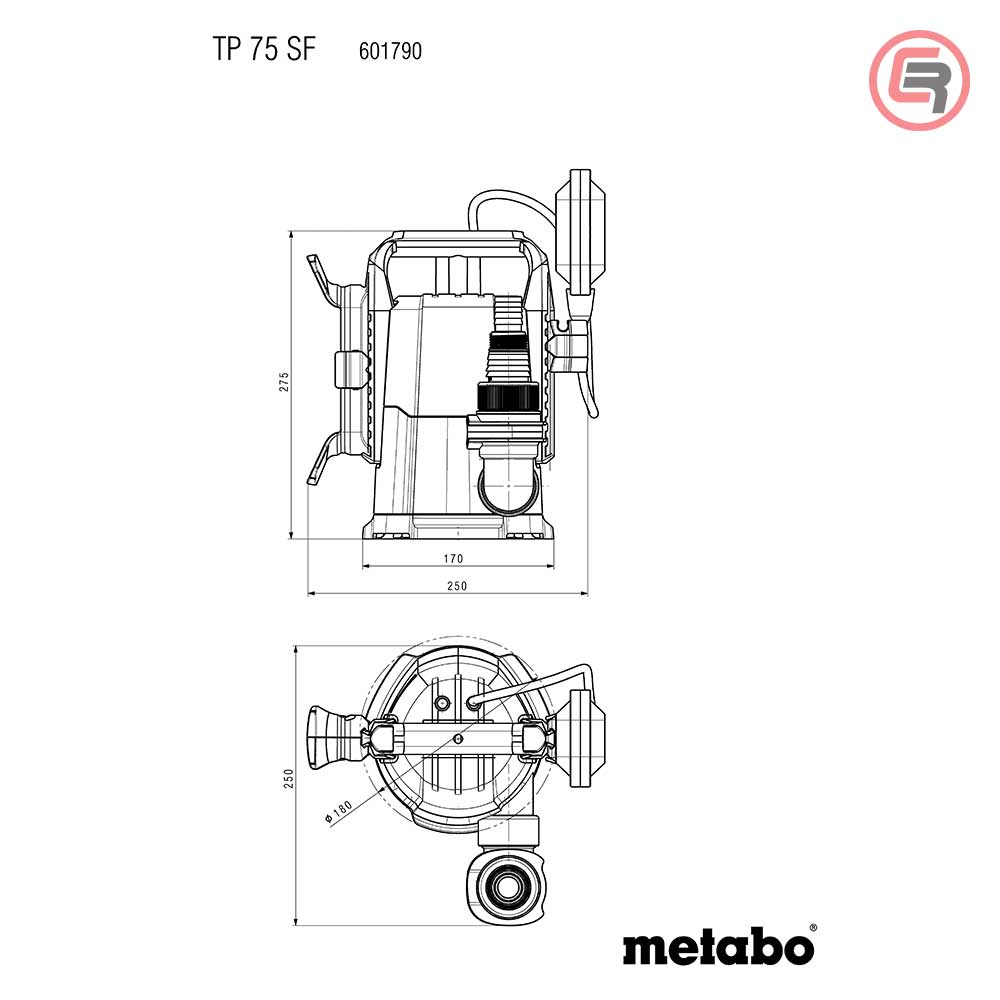 Metabo Pumpa Za Vodu Potopna TP 75 SF / 280 W – 601790000 - Slika 8